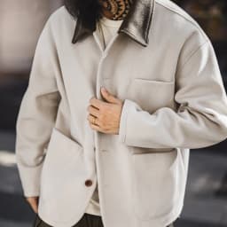 Pánská vlněná zimní bunda volný střih vintage styl teplý kabát outdoor móda - náhled 3