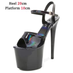Dámské elegantní sandály na vysokém podpatku stříbrné barvy 20 cm platformou pro společenské události - náhled 4