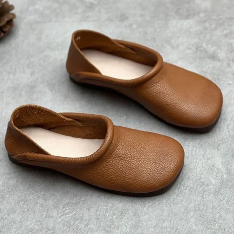 Dámské kožené mokasíny loafers podzimní pohodlné boty na chůzi 2024
