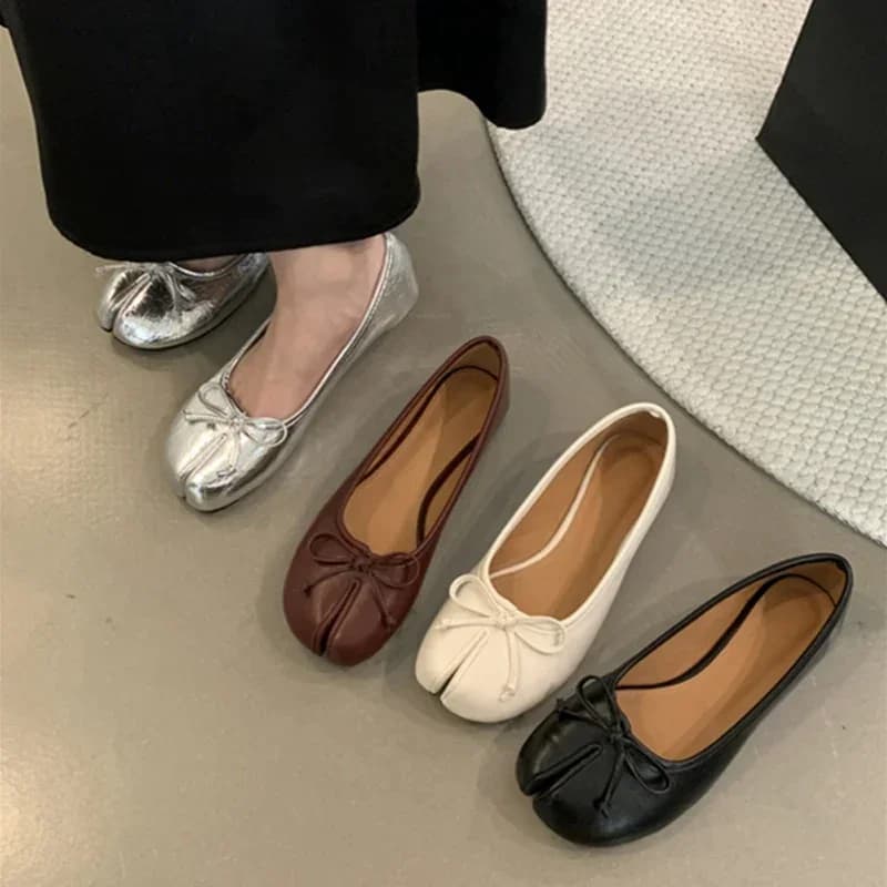 Dámské ploché baletky nasazovací slip-on mokasíny casual boty s mašlí