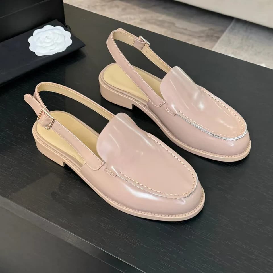 Kožené sandály Mary Jane slingback jarní s kulatou špičkou a čtvercovou patou