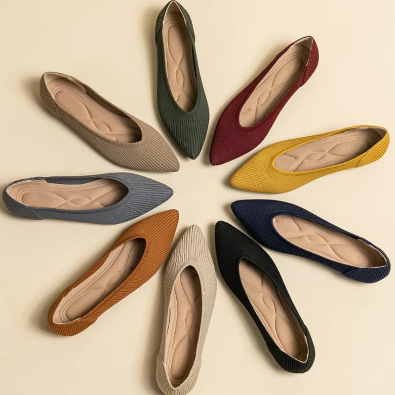 Dámské ploché boty elastické prodyšné pohodlné pro těhotné protiskluzová podrážka s špičatým noskem