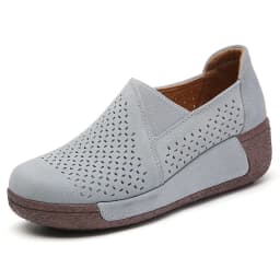 Dámské kožené ploché mokasíny s platformou ortopedické slip-on casual boty - náhled 2