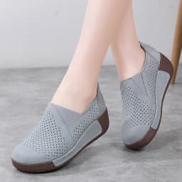 Dámské kožené ploché mokasíny s platformou ortopedické slip-on casual boty - náhled 6