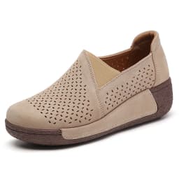 Dámské kožené ploché mokasíny s platformou ortopedické slip-on casual boty - náhled 3