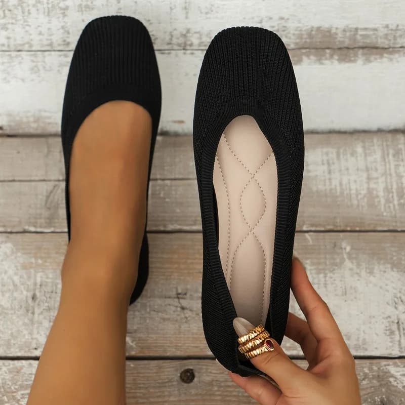 Ženské pletené ploché boty pohodlné jednobarevné na jaro a podzim