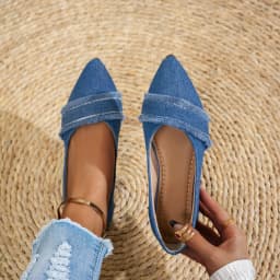 Stylové špičaté balerínky z látky slip-on dámské casual boty - náhled 2