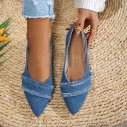 Stylové špičaté balerínky z látky slip-on dámské casual boty - náhled 4