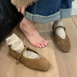 Ženské hnědé baletní boty slip on kulatá špička z měkké kůže - náhled 4