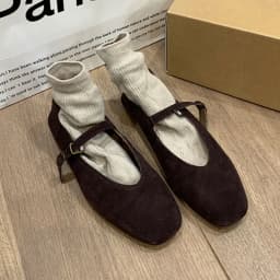 Ženské hnědé baletní boty slip on kulatá špička z měkké kůže - náhled 5
