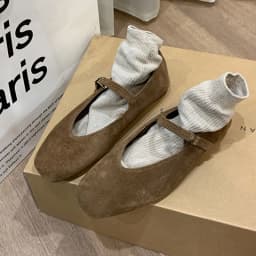 Ženské hnědé baletní boty slip on kulatá špička z měkké kůže - náhled 7