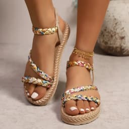 Dámské květinové ploché sandály letní lehké slip on plážové boty - náhled 3