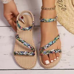 Dámské květinové ploché sandály letní lehké slip on plážové boty - náhled 5