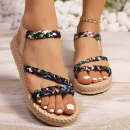 Dámské květinové ploché sandály letní lehké slip on plážové boty - náhled 6