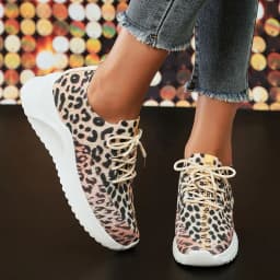 Leopardí pletené tenisky pro ženy Slip on podzim 2025 lehké pohodlné sportovní velikost plus - náhled 4
