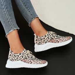 Leopardí pletené tenisky pro ženy Slip on podzim 2025 lehké pohodlné sportovní velikost plus - náhled 6
