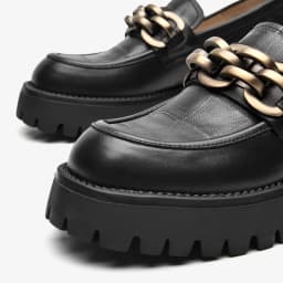Dámské kožené loafers z telecí kůže kulatá špička slip on platforma ručně vyrobené - náhled 6