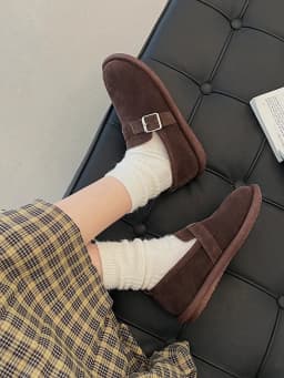 Zimní boty pro ženy dřeváky s platformou tenisky loafers s kožešinou kulatou špičkou retro slip-on - náhled 6