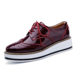 Kožené dámské Oxford boty s platformou bílé a černé vintage brogues - náhled 4