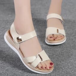 Letní dámské sandály na suchý zip ploché pohodlné kožené casual - náhled 7