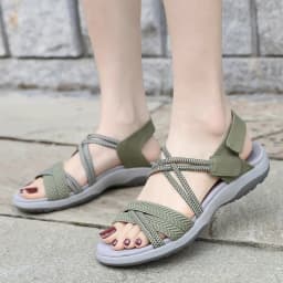 Letní sandály pro ženy s otevřenou špičkou elastické jednobarevné prodyšné neklouzavé outdoorové - náhled 5