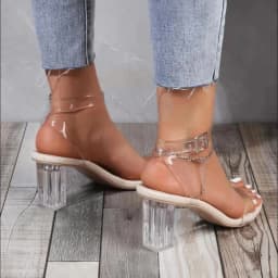 Dámské PVC želé sandály s průhlednými masivními podpatky letní styl - náhled 3