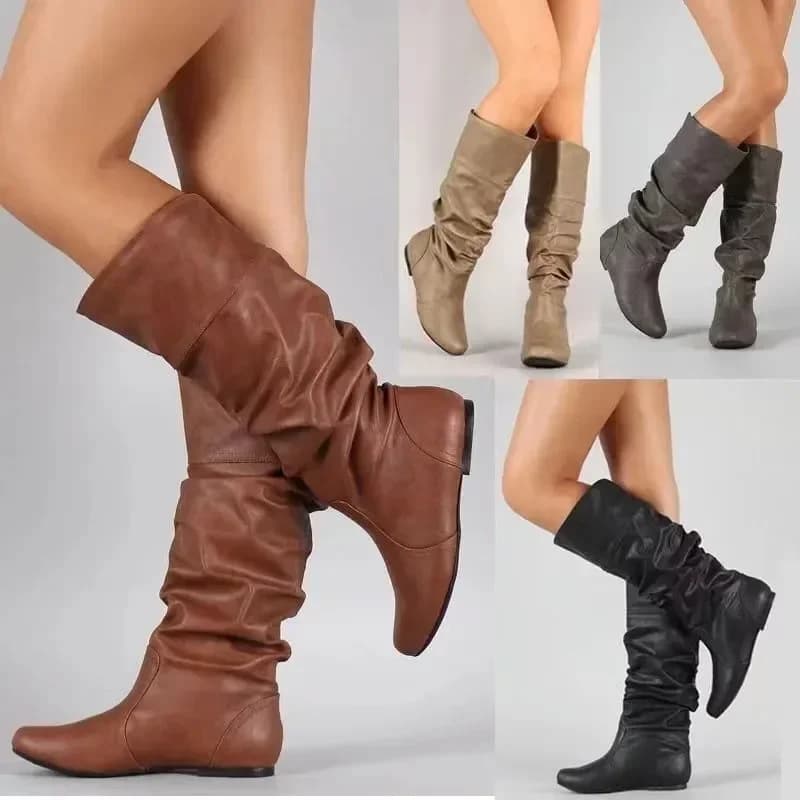 Dámské kozačky do půl lýtka vysoké boty western cowboy 35–43