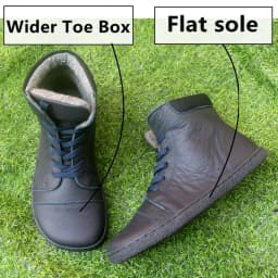 Kožené barefoot kotníkové boty s vlněnou podšívkou pro ženy i muže zero drop širší prsty - náhled 3