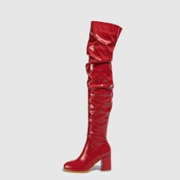 Dámské nadkolenní lakované kozačky s tlustými podpatky sexy styl boty - náhled 5