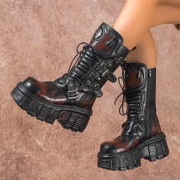 Dámské motocyklové boty cyberpunk rock metal styl středně vysoké - náhled 3