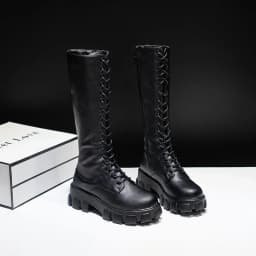 Podzimní kozačky do poloviny lýtka se zipem PU kůže punk styl velikost 43 - náhled 5