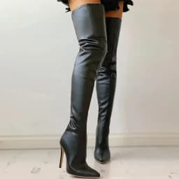 Dámské nadkolenní boty s vysokým podpatkem 11 cm zip vzadu 34-43 módní styl - náhled 4