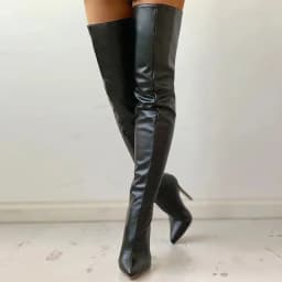 Dámské nadkolenní boty s vysokým podpatkem 11 cm zip vzadu 34-43 módní styl - náhled 3
