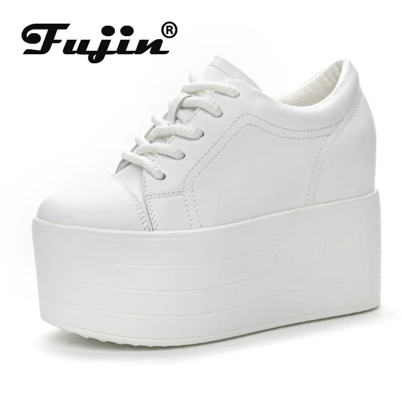 Dámské tenisky s 12 cm platformou klínovou podrážkou pro skateboard jaro podzim