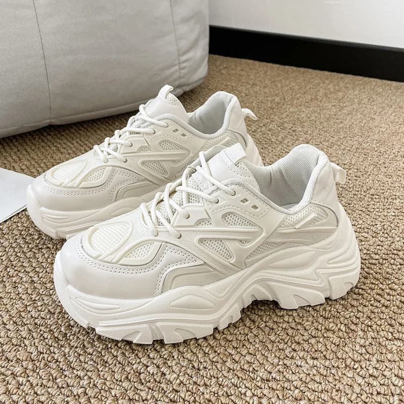 Jarní dámské platformové tenisky s šněrováním pohodlné prodyšné volnočasové boty 2025