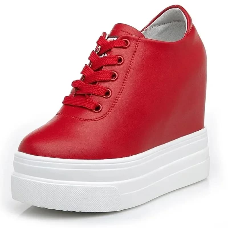 Pravá kůže Dámské boty s 11 cm podpatkem módní casual klasika
