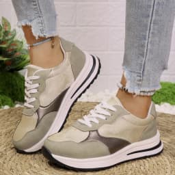 Dámské casual tenisky z PU kůže s platformou neklouzavá podrážka šněrování plus velikost - náhled 2