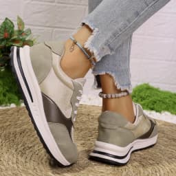Dámské casual tenisky z PU kůže s platformou neklouzavá podrážka šněrování plus velikost - náhled 4