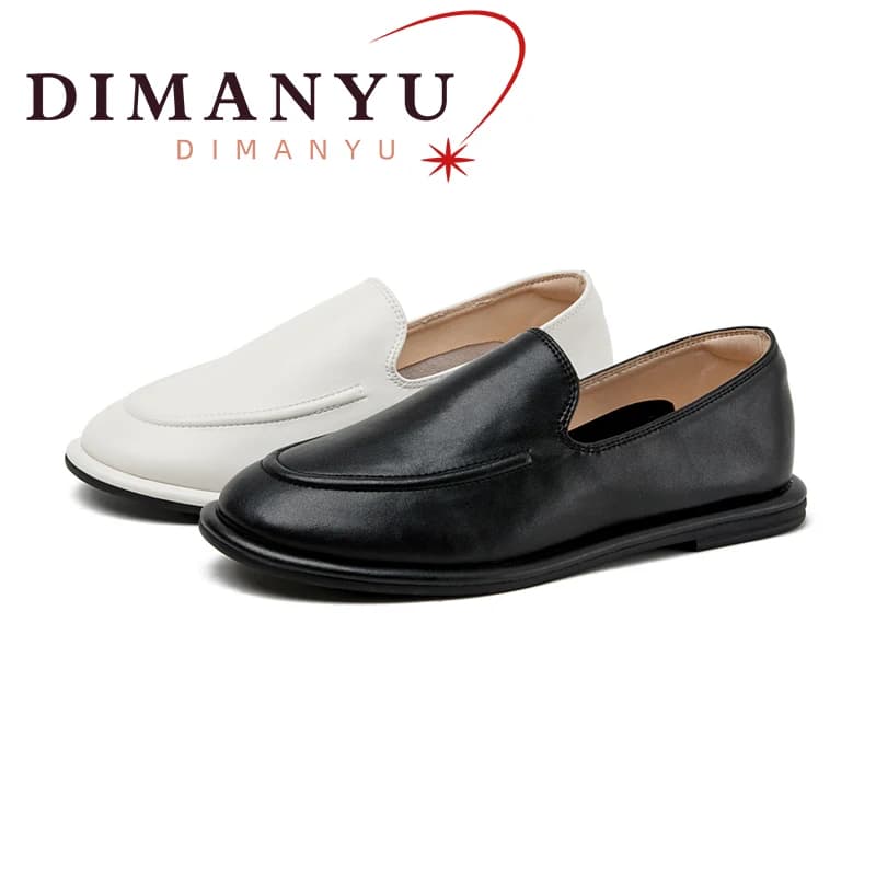 Dámské kožené loafers slip-on s měkkou podrážkou jaro 2025 ve velkých velikostech