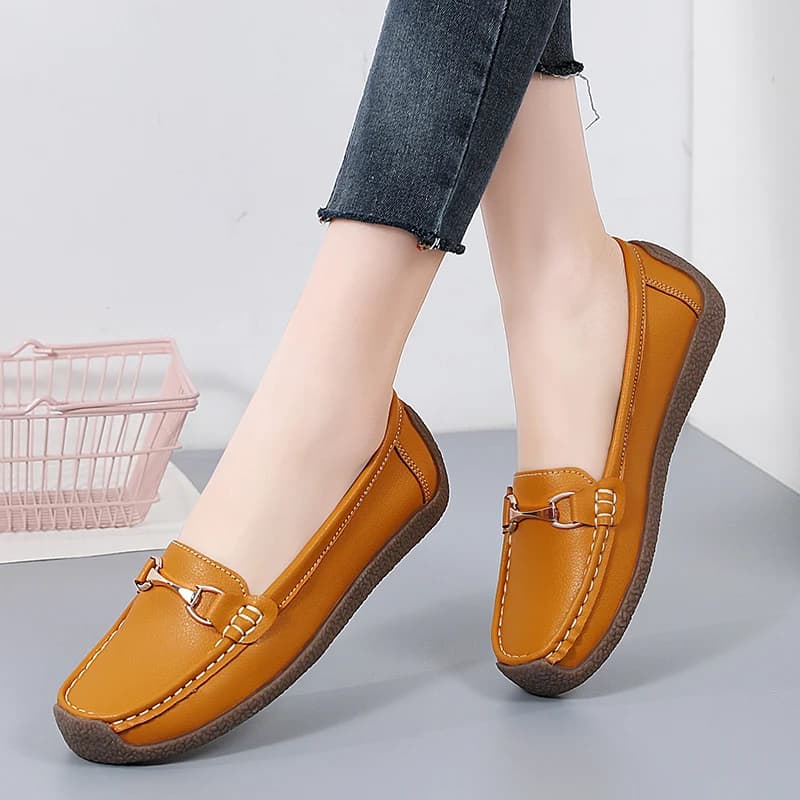 Dámské boty 2024 Ploché kožené mokasíny tenisky Slip-on Casual loafers Velikost 44