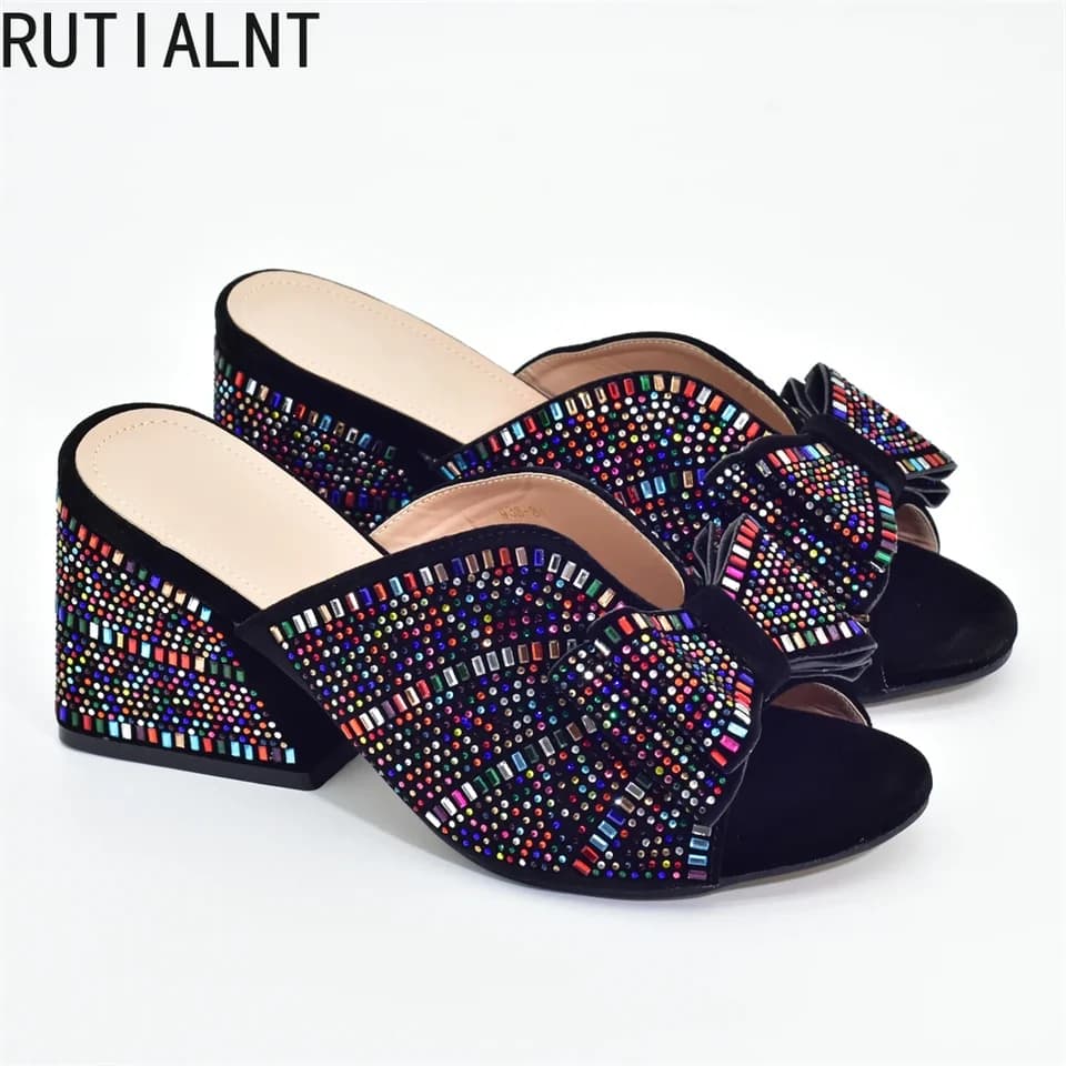 Dámské plesové podpatky s rhinestones vysoká platforma velikost 43 plus size