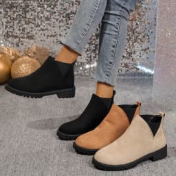 Dámské semišové kotníkové boty kulatá špička 7 cm blokový podpatek protiskluzové do práce - náhled 2