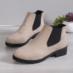 Dámské semišové kotníkové boty kulatá špička 7 cm blokový podpatek protiskluzové do práce - náhled 6