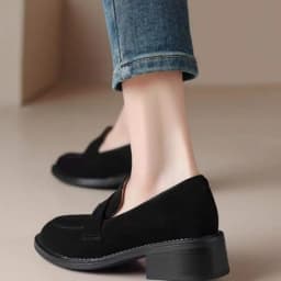 Dámské ručně vyrobené kožené ploché boty retro styl podzimní zimní semiš slip on kulatá špička - náhled 5