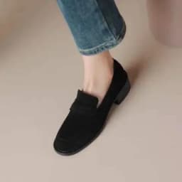 Dámské ručně vyrobené kožené ploché boty retro styl podzimní zimní semiš slip on kulatá špička - náhled 6
