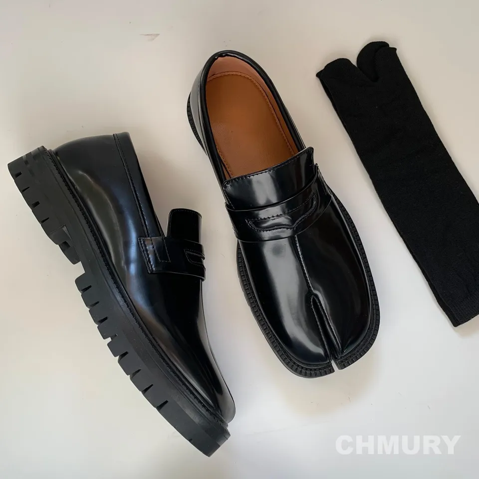 Tabi boty pánské i dámské loafery s dělenou špičkou patentní kůže silná podrážka 2024