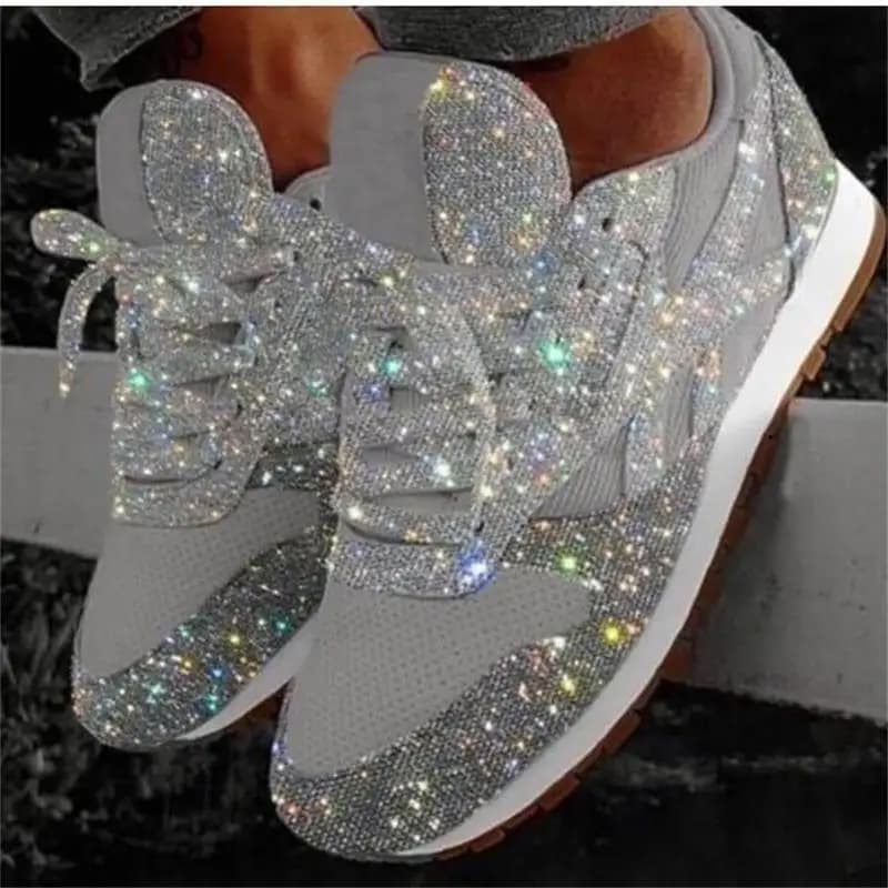 Dámské tenisky trendy 2023 glitterové platformové chunky sneakers s vysokou platformou