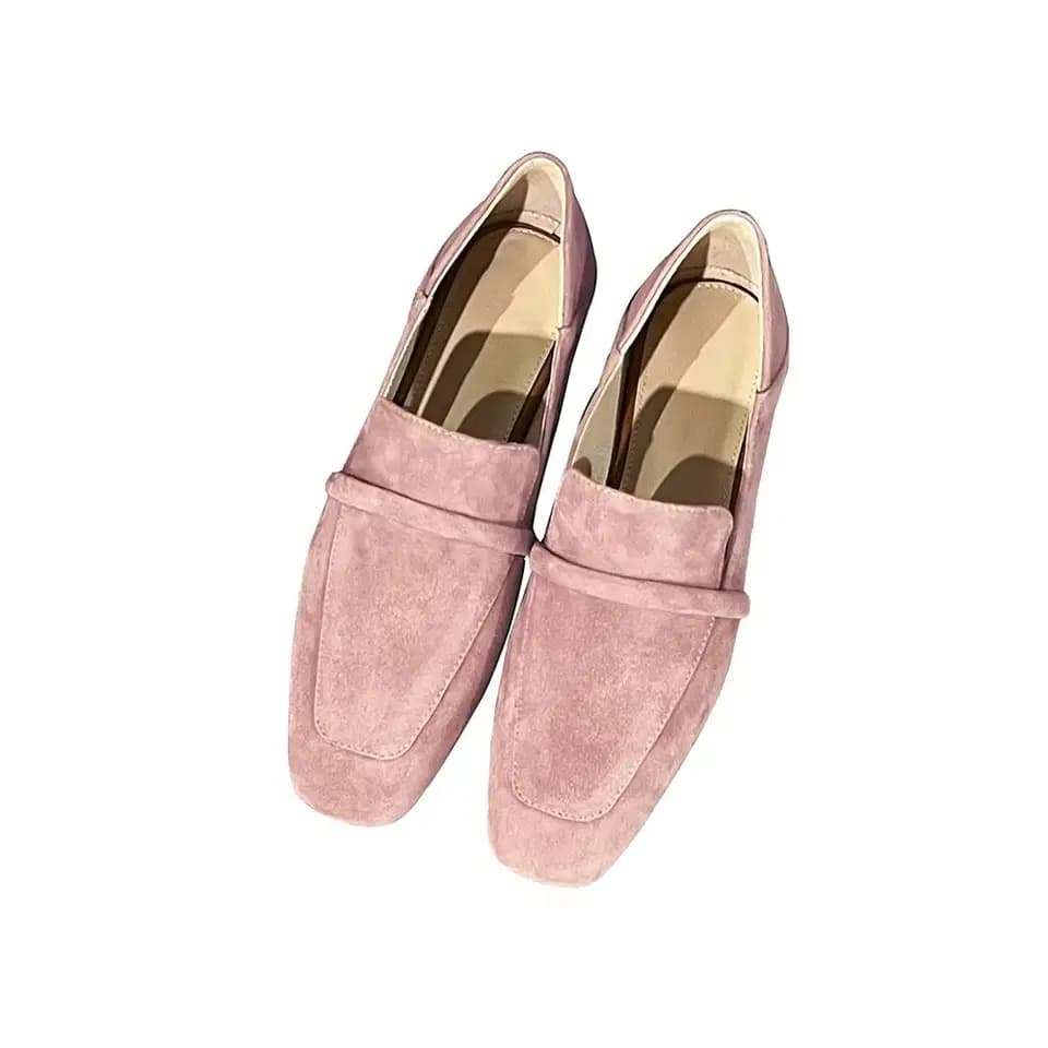 Dámské ploché boty Mules Slip-on čtvercová špička hovězí kůže bez podpatku 1 cm platforma