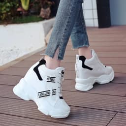 Dámské vysoké platformové tenisky trendy kotníkové boty pro zvýšení výšky - náhled 2
