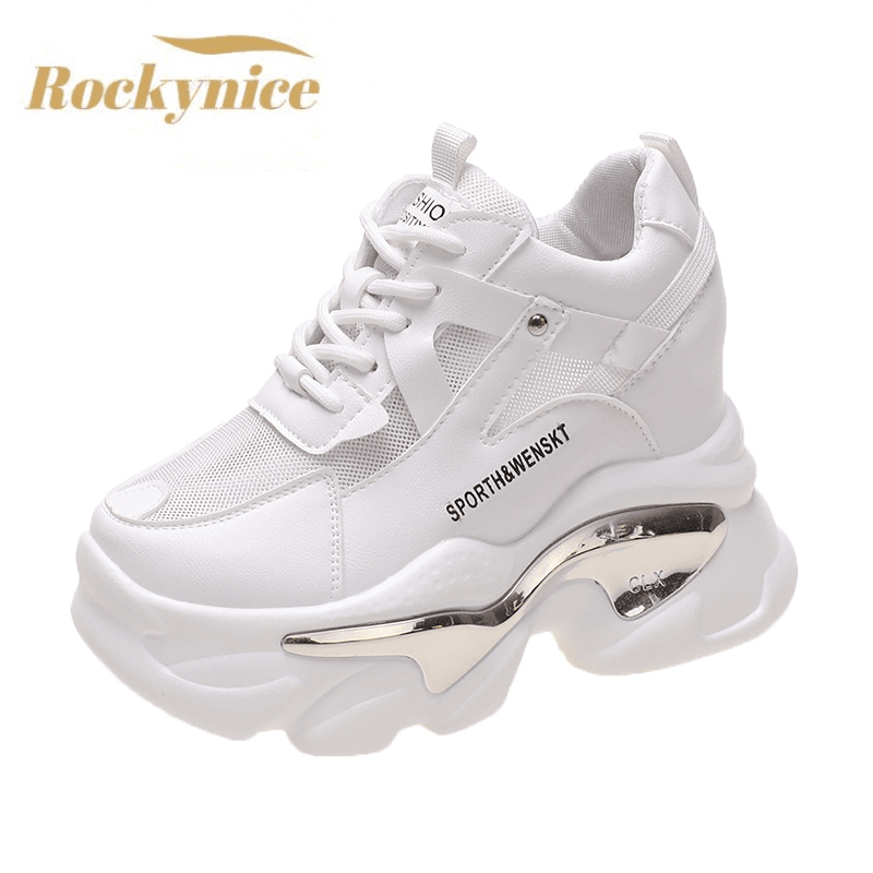 Dámské chunky sneakers platforma 11 cm prodyšná síťovina letní sportovní casual obuv